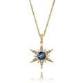 Montana Sapphire & Diamond Star Pendant in 14K Yellow Gold