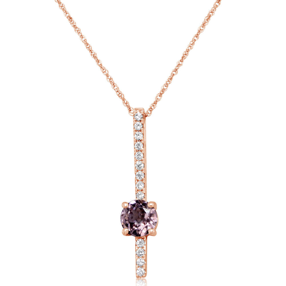 Lotus Garnet & Diamond Pendant in 14K Rose Gold