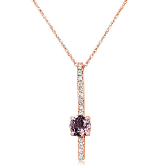 Lotus Garnet & Diamond Pendant in 14K Rose Gold