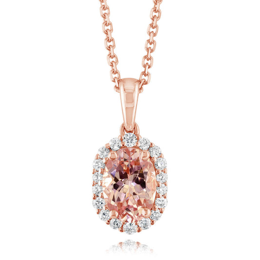 Lotus Garnet & Diamond Pendant in 14K Rose Gold