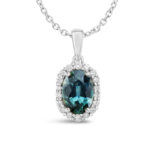 Montana Sapphire & Diamond Pendant in 14k Gold