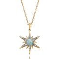 Australian Opal & Diamond Star Pendant in 14K Yellow Gold