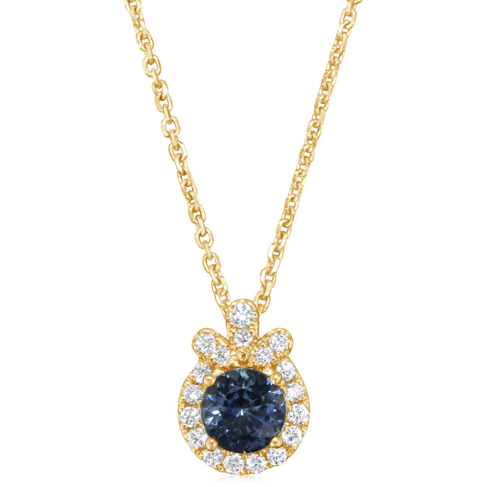 Montana Sapphire & Diamond Pendant in 14K Yellow Gold