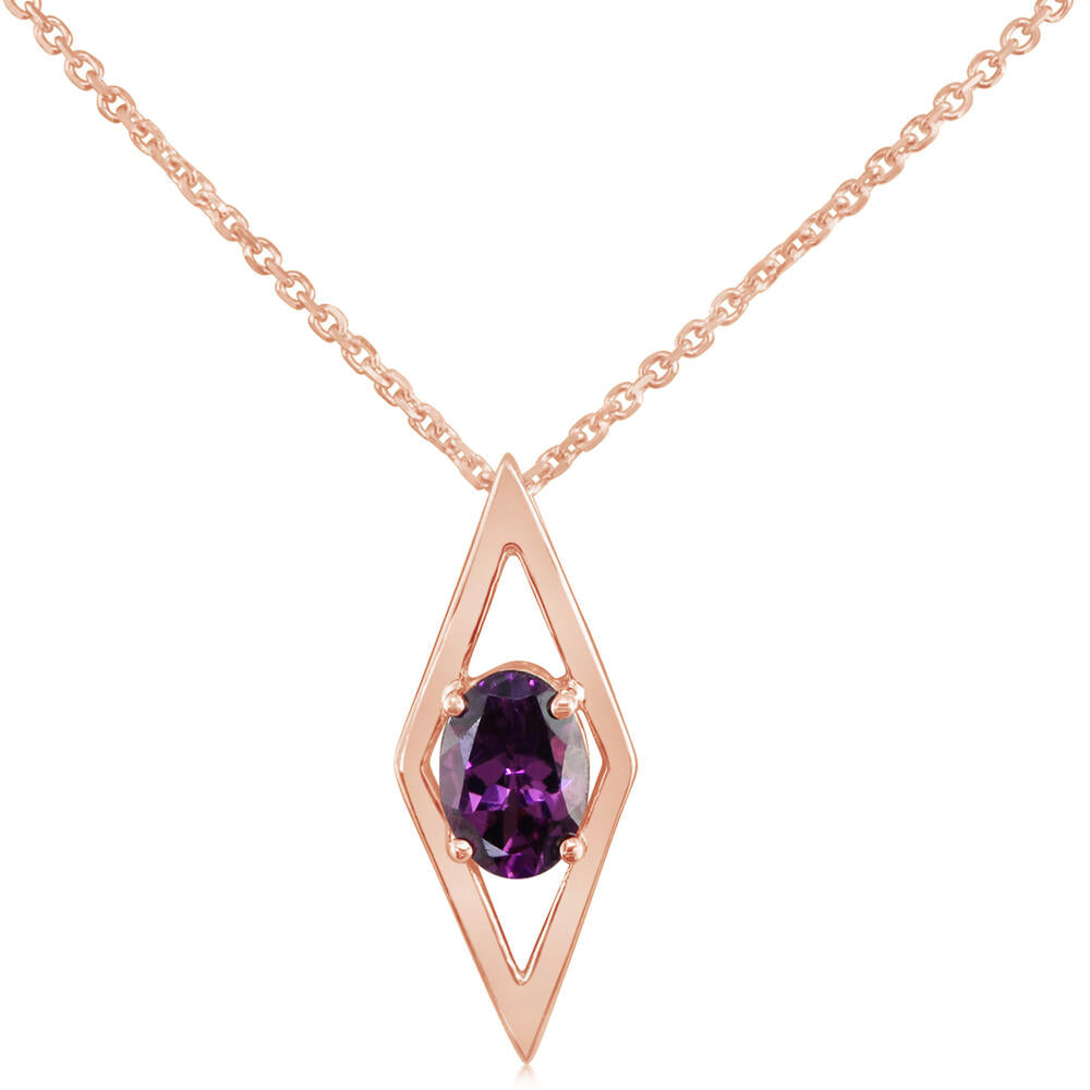 Purple Garnet Pendant in 14K Rose Gold