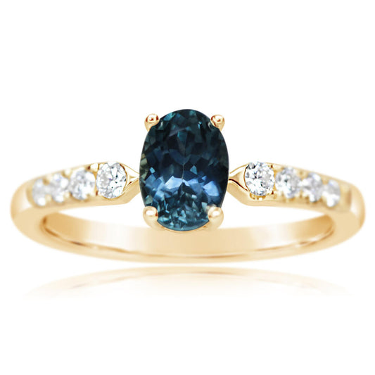 1.05ct. Montana Sapphire & Diamond Ring in 14k Gold