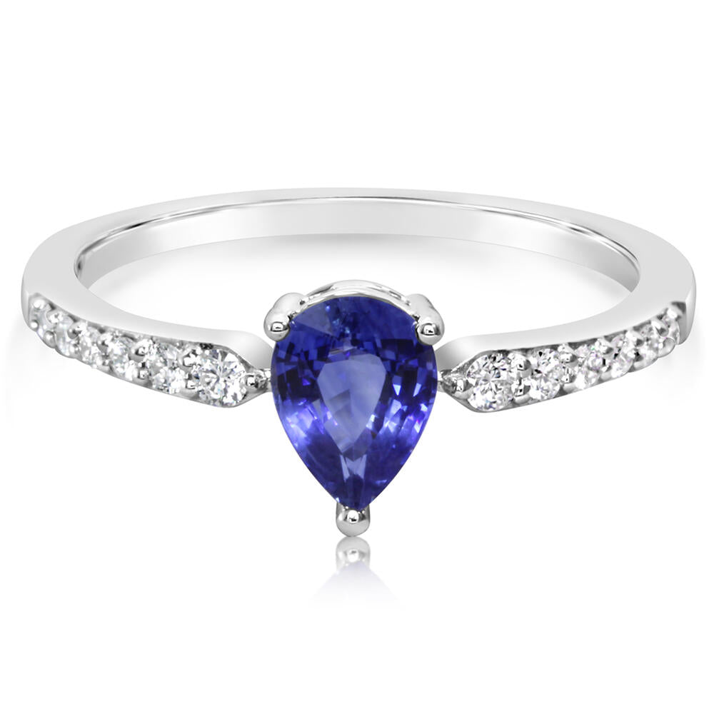 Sapphire/Diamond Ring in White 14K Gold