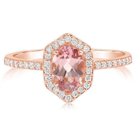 Lotus Garnet & Diamond Ring in 14K Rose Gold