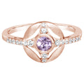 Lotus Garnet & Diamond Ring in 14K Rose Gold