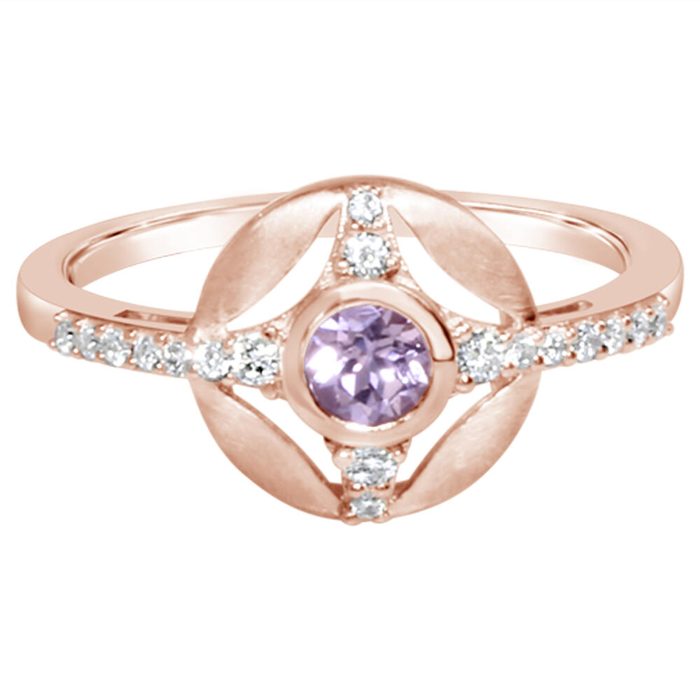 Lotus Garnet & Diamond Ring in 14K Rose Gold