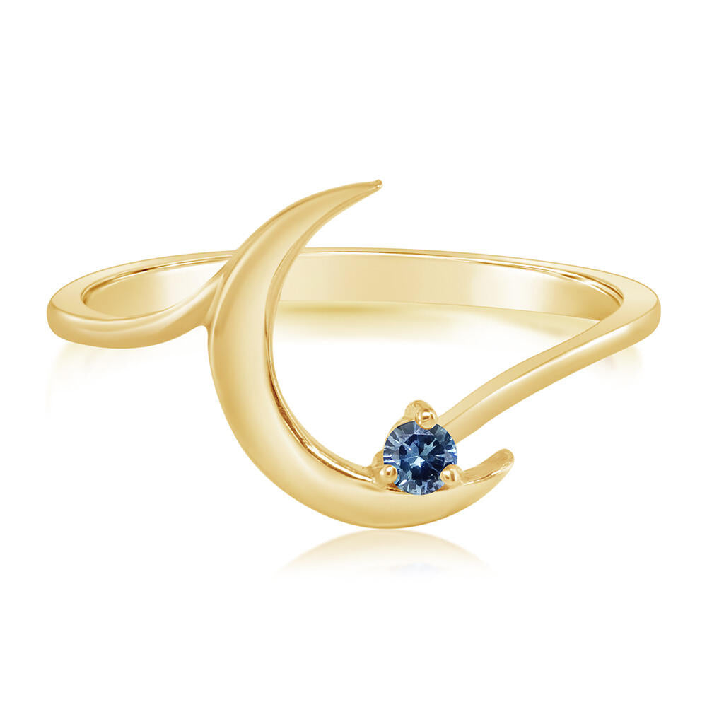 Montana Sapphire Moon Ring in 14K Yellow Gold