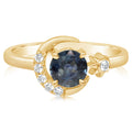 Montana Sapphire & Diamond Moon Ring in 14K Yellow Gold