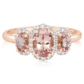 Lotus Garnet & Diamond Ring in 14K Rose Gold