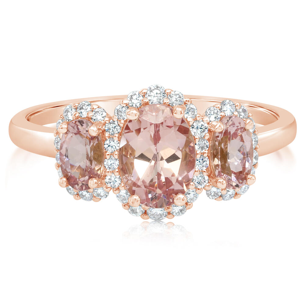 Lotus Garnet & Diamond Ring in 14K Rose Gold