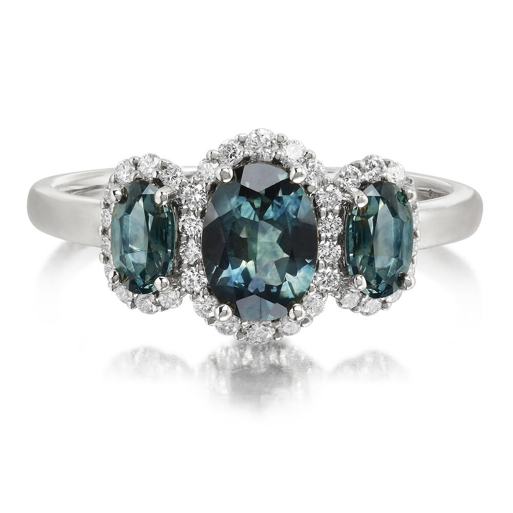 Montana Sapphire & Diamond Ring in 14K White Gold