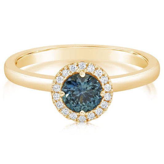 0.79ct. Montana Sapphire & Diamond Ring in 14k Gold