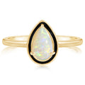 Australian Opal Ring with Black Enamel in 14K Yellow Gold