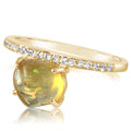 Mexican Fire Opal & Diamond Ring in 14K Yellow Gold