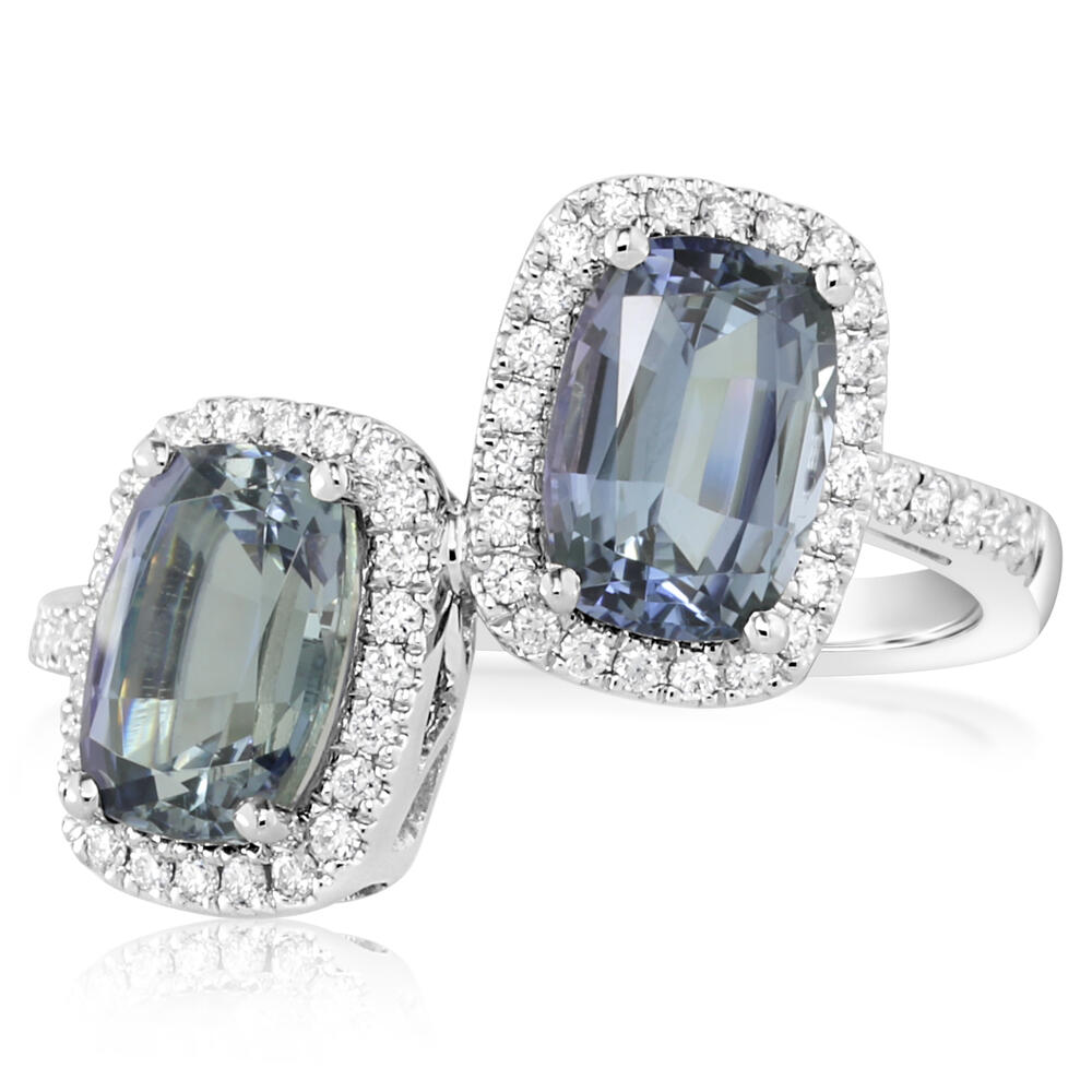 Peacock Tanzanite & Diamond Ring in Platinum