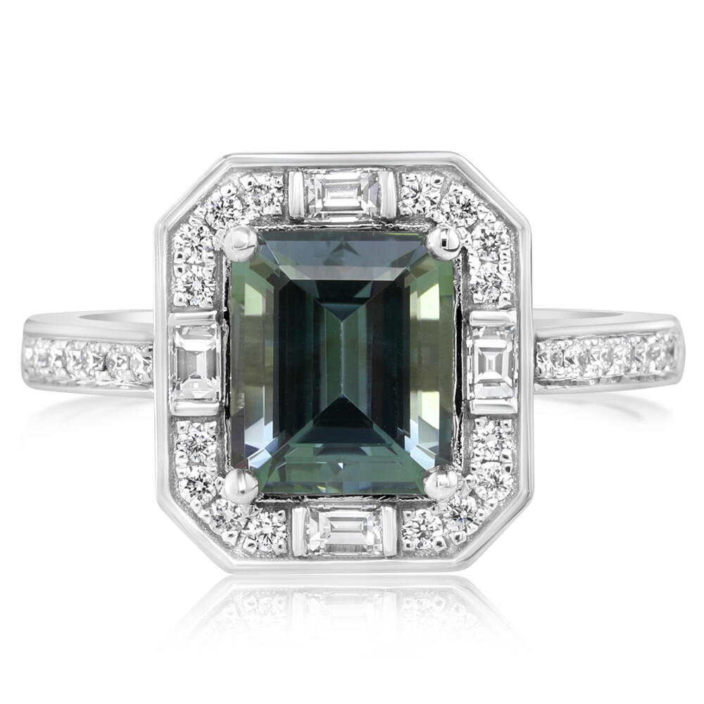 Peacock Tanzanite & Diamond Ring in Platinum