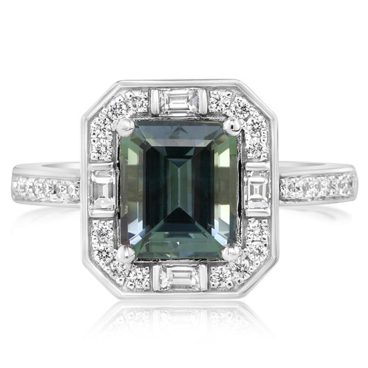 Peacock Tanzanite & Diamond Ring in Platinum