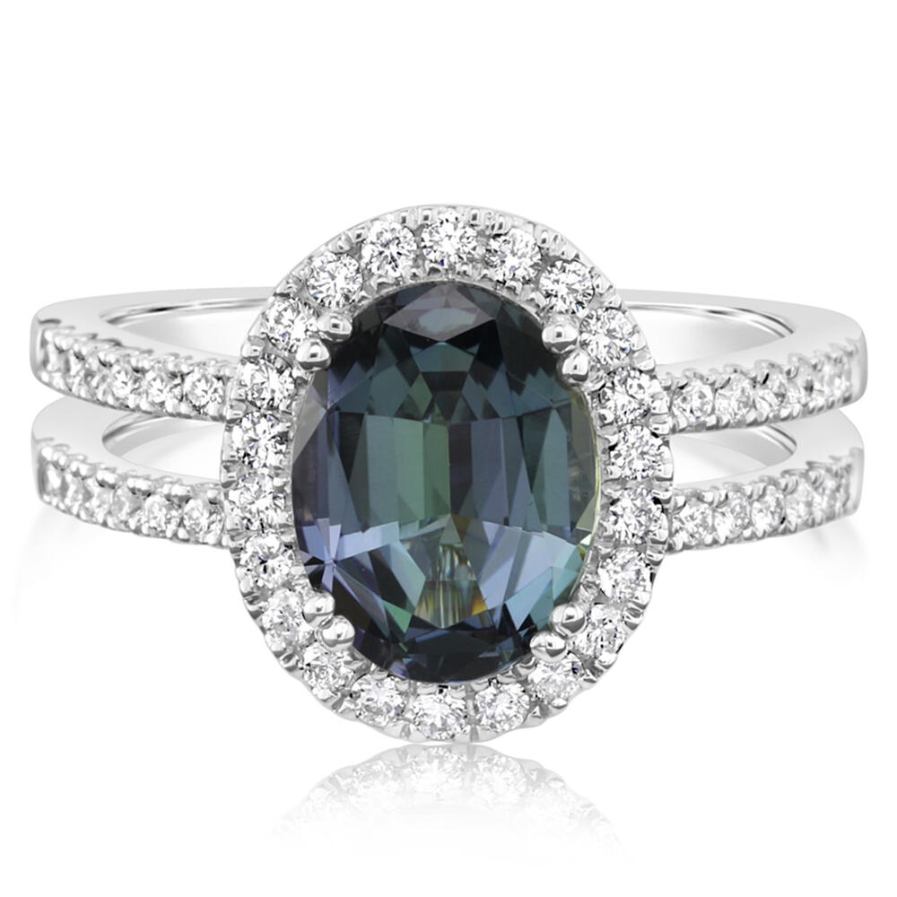 Peacock Tanzanite & Diamond Ring in Platinum