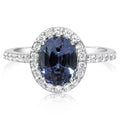 Peacock Tanzanite & Diamond Ring in 14K White Gold