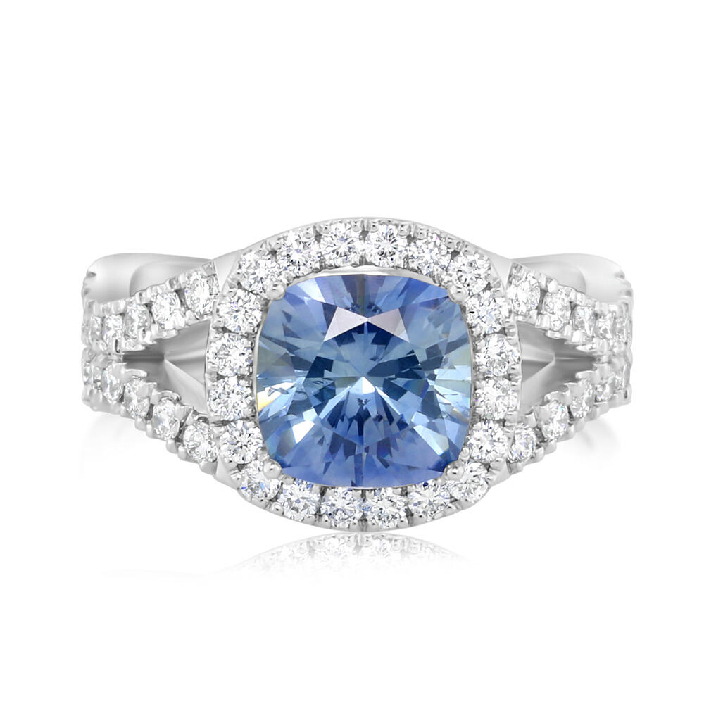 2.73ct. Montana Sapphire & Diamond Ring in Platinum