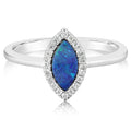 Australian Opal Doublet & Diamond Ring in 14K White Gold