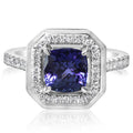 Peacock Tanzanite & Diamond Ring in 14K White Gold