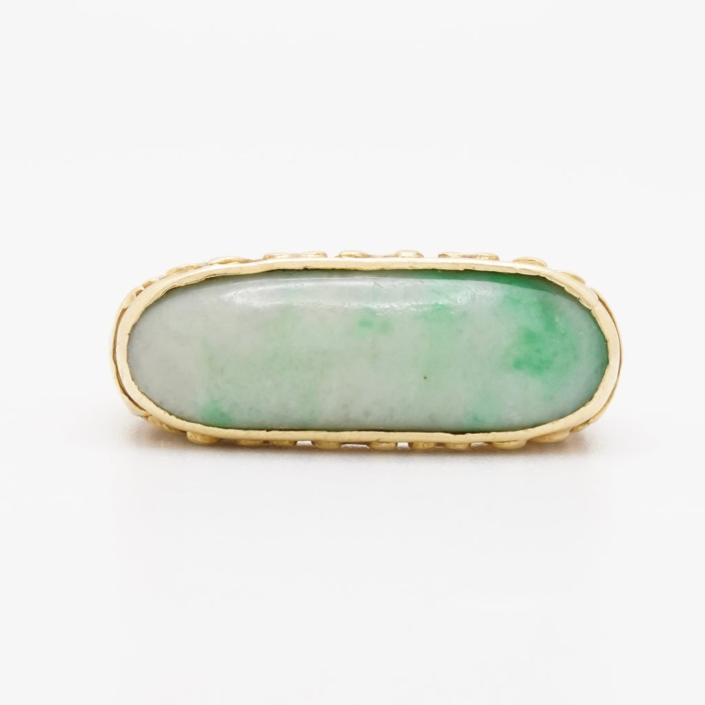 Vintage Jade Saddle Ring in 18K Gold