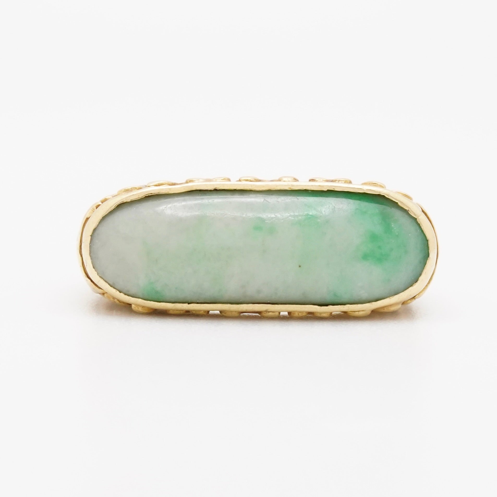 Vintage Jade Saddle Ring in 18K Gold