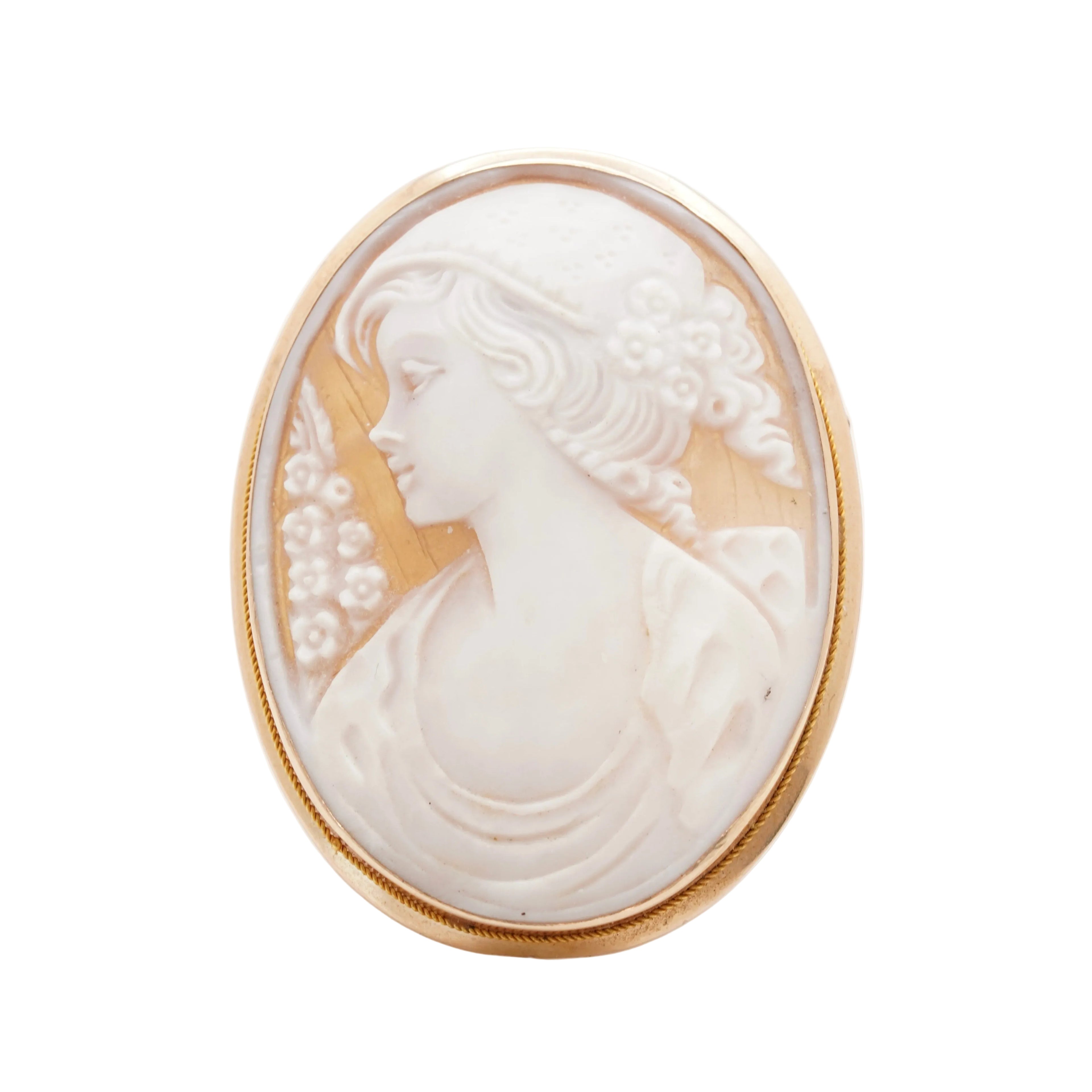 Vintage Gennaro Borriello Cameo Brooch/Pendant in 14K Yellow Gold